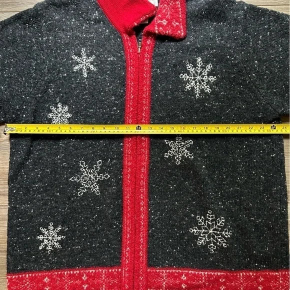 Jones New York | Wool Christmas Zip-Up Sweater w Snowflake Pattern (2X) - Picture 7 of 12